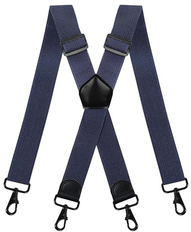 Chuner Hängslen herr breda 4 cm, X-formade hängslen män extra starka och elastiska längdjusterbara, med 4 metallspännen, perfekt för män och kvinnor, arbetsbyxor, skidbyxor och hängselbyxor, Mörkblå