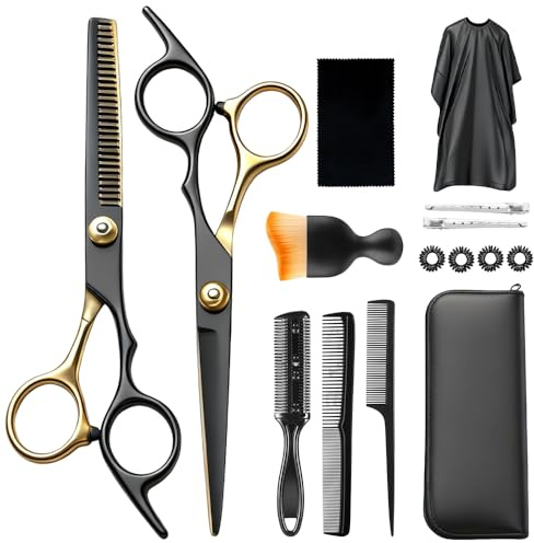 Wxeadu Tijeras Peluqueria Profesional, 19 Piezas Tijeras Pelo Set, 6.7 Pulgadas Tijeras Cortar Pelo, Tijeras Entresacar Peluqueria para Mujer, Hombre, Niños, Mascotas, Familia, Peluquería