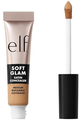 e.l.f. Soft Glam Satin Concealer, mittlere Deckkraft für Unreinheiten und Augenpartie, setzt sich nicht ab, langanhaltend, vegan und tierversuchsfrei, 22 Light Warm