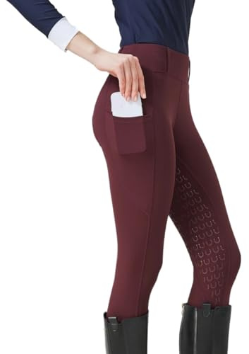 GIYXHU Ridbyxor vår och sommar ridbyxor dam stickad hög stretch, smal passform silikon tight andningsbar, Röd, XS