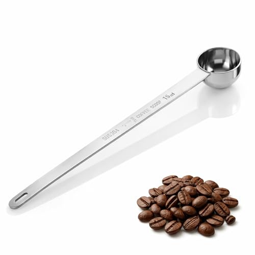Tucnoeu Messlöffel 15ml Lang Edelstahl Messlöffel Tee mit Langem Griff