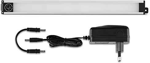 REV SLIMTOUCH Schrankbeleuchtung, LED Küchenunterbauleuchte, flach 18mm - erweiterbar, 32cm, 5W, 420lm, silber