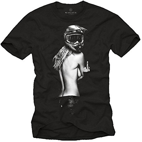MAKAYA Abbigliamento Moto Enduro Supermoto - Maglietta Casco Motocross T Shirt Uomo Nera M