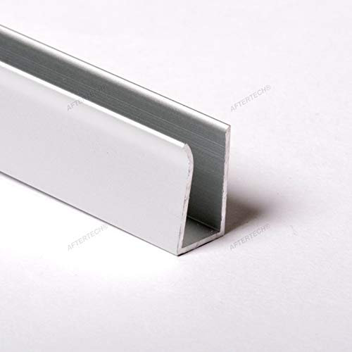 AFTERTECH 1x 1metro 1221 12x21mm Profilo Alluminio PER ESPOSITORI VETRO 8mm 1m Per Strisce Strip LED 1mt SENZA COPERTURA PLASTICA - per inserimento bordi vetro - 100cm