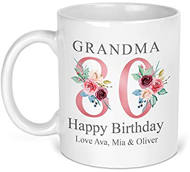 80th Birthday Gift for Women, Personalised Mug/Cup, Floral Design, Add Name, Birthday Gift for Mum, 1941