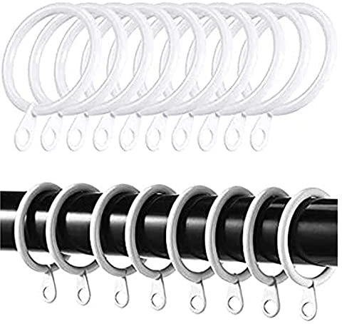 Metal Curtain Rings 40mm White Sliding Eyelet Hanging Rings for Curtains and Rods Pack of 12