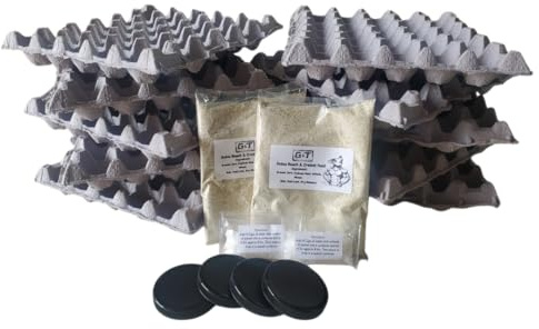 G&T Country Living 2-Tub Dubia Roach Breeding Kit (Insects Not Included) - Double Starter Set with 2lbs High-Protein Chow, 10 Egg Flats & Water Crystals for Large Colonies