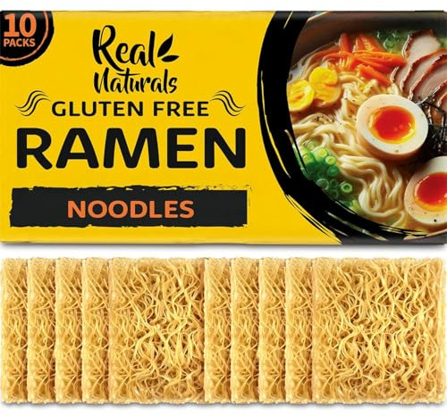 Gluten Free Ramen Noodles, Plain ramen noodles. Restaurant grade. Gluten free pasta, Japanese ramen, Gluten Free Super noodles from brown rice 10 x 59g (10 Pack)