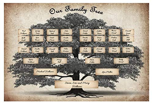 Family Tree Geneology Chart Poster, Generation Genealogy Poster Blank Fillable Ancestry Chart, Large Print Family History Charts Tree Picture Frame Wall Decor Men Women Grandparents (20*16cm)