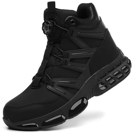PAQOZKC Botas de Seguridad Ligeros Hombre Mujer Botas de Trabajo Comodas | Cuero sintético+lengüeta transpirable, Zapatos de trabajo punta de acero+Kevlar, EN ISO 20345, Zapatos de seguridad confort