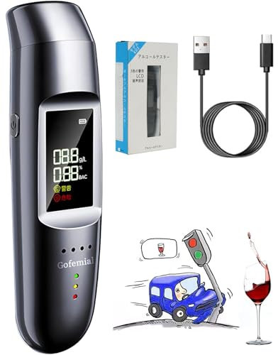 Gofemial Ethylotest Electronique, Ethylotest Electronique Homologué NF Ethylometre Alcootest Portable Numérique Testeur d'alcool avec Ecran LCD d'Affichage, La Diffusion Vocale Alcoometre