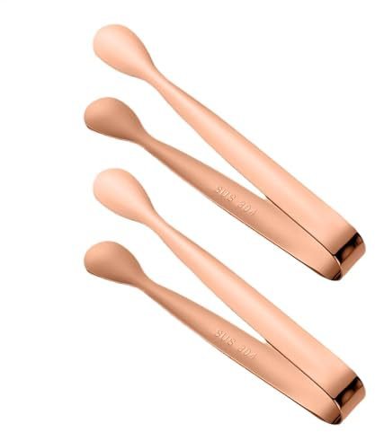 Pinze per ghiaccio, pinze per zucchero per antipasti, in acciaio inox, set di 2 clip per antipasti per uso alimentare, strumenti per afferrare il ghiaccio per tè e caffè, pinze da portata da 10 cm