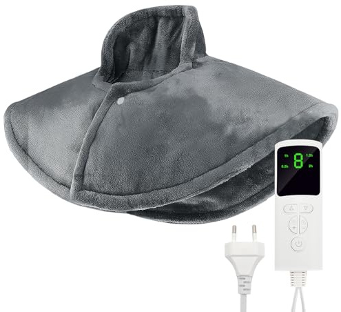 Coussin Chauffant Cervicales, Chauffe cou Cervicales Épaules Réglage de la Température à 9 Niveaux et Réglage de la Durée à 4 Niveaux, Cape Chauffante Amovible et Lavable
