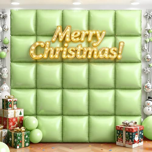 36Pcs Avocado green Square Foil Balloons Wall Backdrop, Double Sided Metallic Foil Balloons Tunnel Arch Garland Kit for Photo Booth Birthday Wedding Halloween Christmas Party Decorations