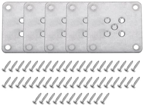 sourcing map 5Pcs Furniture Leg Flat Mounting Plates, 70mm/2.8inch Flat T-Plate Connector Attachment Bracket Base with Screws for Chair Sofa Cabinet Repair