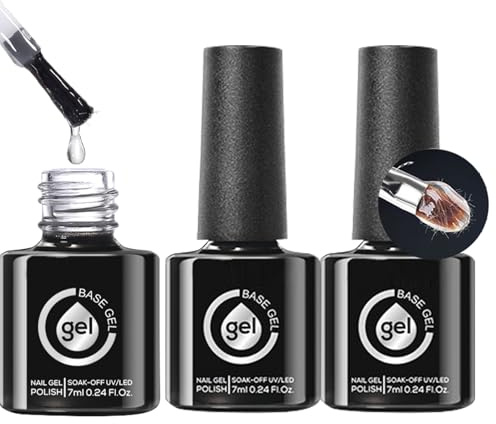 Gel en Fibre de Verre pour Ongles,Base Soin Fortifiante Vernis Gel - 3 Pièces Durcissement UV LED Nécessite Désincrustation Accessoires Manucure Pédicure Pour Salon Voyage Utilisation