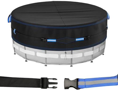 Copertura per Piscina Rotonda 365Cm,Coperture Solari per Piscine Fuori Terra,Copertura Solare con Corda E Chiodi Da Terra Luminosi,Telo di Copertura per Piscina impermeabile, resistente ai raggi UV