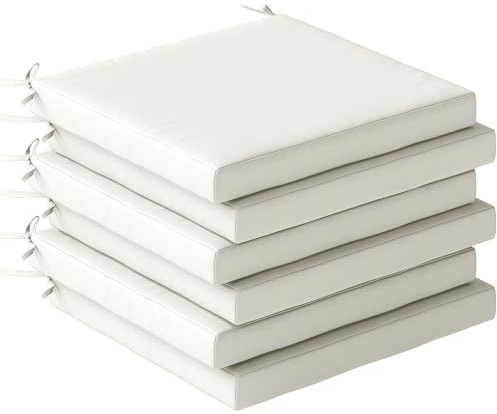 Outsunny Juego de 6 Cojines para Sillas de Comedor 46x42x7 cm Crema