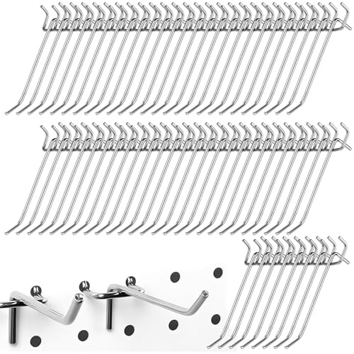 60 Stück Lochwand Haken, Lochwandhaken Werkzeugwand 2,8 cm Lochabstand, Lochblech Werkzeugwand Haken, Metall Stecktafel Haken für Werkstatt, Lochwand Hakens Lochwandhaken, für Baumärkte, Werkzeugräume