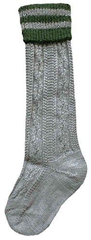 Lusana Trachtensocken Kinder L320R-0319 grau-grün - 31-34