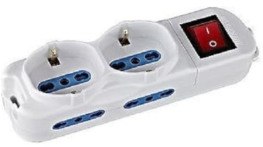 TrAdE Shop Traesio- Multipresa elettrica Ciabatta 6 posti con Interruttore Cavo 1,5MT con Spina 16A