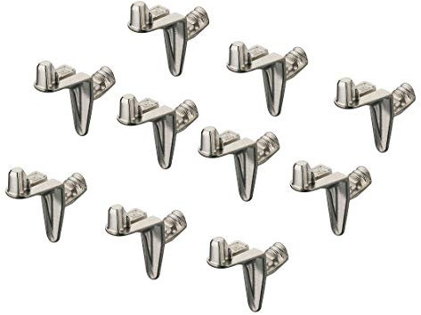 Gedotec Fachbodenträger Holz-Boden Regal-Halter Metall Regalstütze für Möbel & Fachboden - H3118 | Regalboden-Träger Stahl vernickelt | Stift mit Steckzapfen | 50 Stück - Tablarträger zum Einstecken