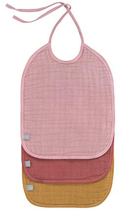 Lässig 1312026972 Muslin/Terry Medium Bib rose/rosewood/mustard, mehrfarbig, 140 g