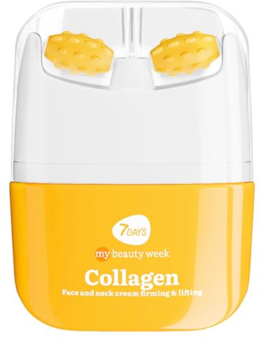 7Days Crema Viso al Collagene per Skincare Coreana con Vitamina C e Acido Ialuronico ad Effetto Idratante e Antirughe per Uomo e Donna con Rullo Massaggio Collo e Decollete 3D 40 ml