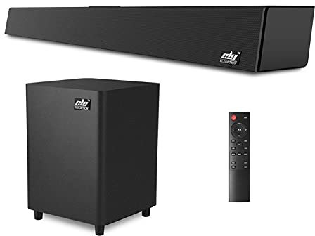 ICOSAR Barra de sonido de 120 W, barra de sonido 2.1, sistema de cine en casa, barra de sonido, control remoto envolvente 3D con soporte de pared