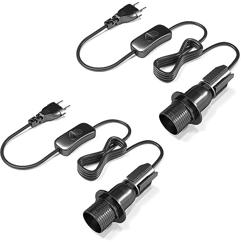 Bonlux Douille Ampoule pour Bouteille,Kit Adaptateur Bouteille pour Douille de Lampe, E14 avec Fil avec Cable et Interrupteur, Support Lampe Chevet, Noir, Lot de 2