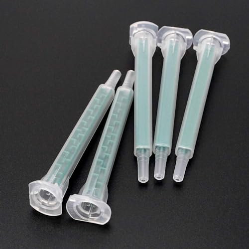 50pcs AB Glue F6-16 Square Bayonet Interface Static Mixing Tube Epoxy Mixing Nozzle Adhesive Cartridges Tip for Manual Applicator (Green)