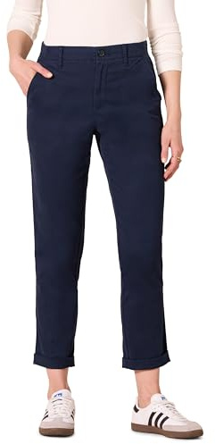 Amazon Essentials Womens High-Rise Regular-Fit Ankle-Length Tapered-Leg Khaki Pant, Navy, 6