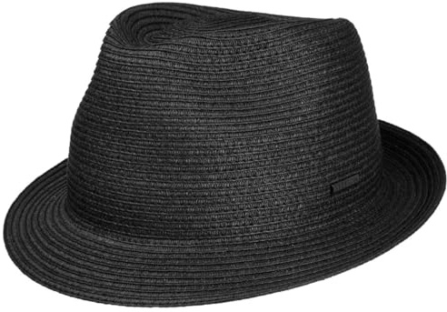 Stetson Plain Toyo Trilby Strohhut - Unifarbener Hut - Klassischer Look - Sommerhut mit UV-Schutz 40+ - Für Damen und Herren - Frühjahr/Sommer schwarz XL (60-61 cm)