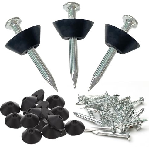 Clou Membrane Fondation 60pcs Clous Protection Soubassement Clou Beton pour Membrane de Fondation et Soubassement 3x30 mm (60, Longueur du clou: 30mm)
