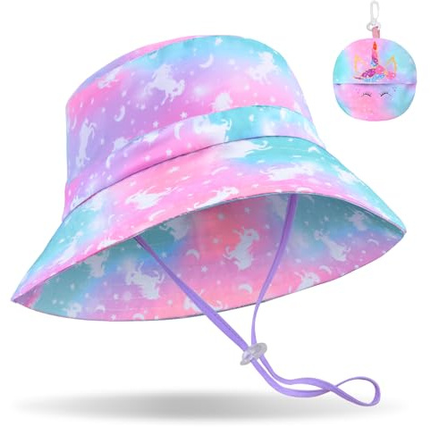 Bucket Hat for Kids Anti-UV Toddler Girls Sun Hats Wide Brim UPF 50+ Sun Protection Beach Hat for 2-9 Years