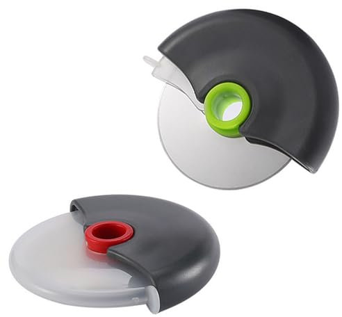 2 Packs Pizza Cutter Stainless Steel Pizza Slicer and Wheel Design Comes Apart Blade with Protective Guard for Making Bread and Pizza