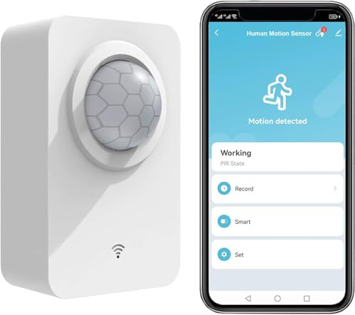 Smart Tuya PIR Motion Sensor: Infrared WiFi Motion Detector with Removable Holder, Wireless Motion Sensor with Battery Powered & USB Cable, Notification Alert for Home Security Work with Alexa (1Pack)