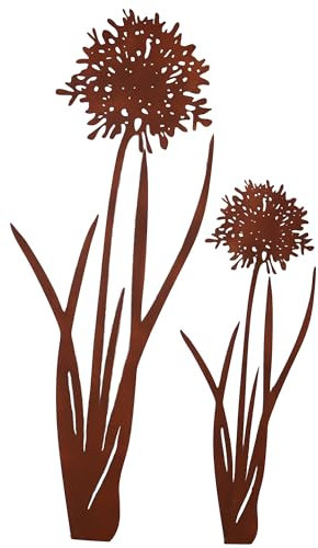 UNUS Agapantus Lot de 2 piquets de jardin aspect rouille pour jardin, terrasse, balcon, pot de fleurs