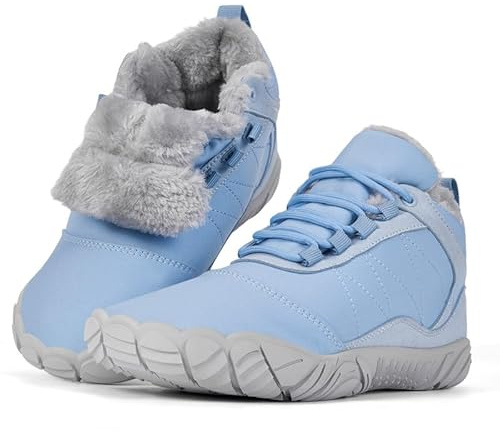 Hi-Y2Kgirls Winter Footwear Barefoot Shoes Women Men Zero Drop Barefoot Hiking Boots Slip On Warm Waterproof Snow Boot Minimalist Wide Toe Ankle Booties Five Finger Hike Shoes Outdoor