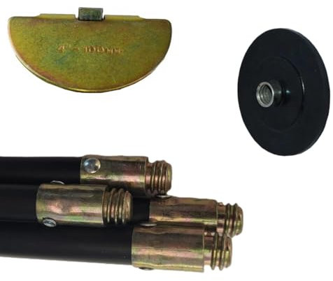 Equip247uk 4 x Drain Rods 100mm Drop Scraper & Plunger Gutter Pipework Cleaning Kit