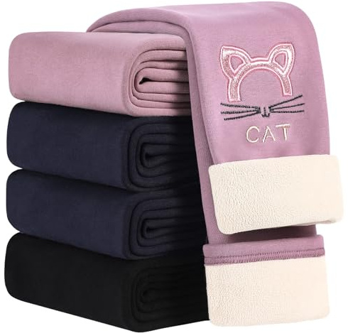 JiAmy Flickleggings, barn, långa, stretchiga termoleggings, byxor, kaninmönster, höst, vinter, lediga sportbyxor för flickor för 1–6 år
