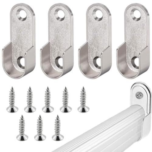 JEYORZY 4 Piezas Armario Tubo Almacenamiento Barras de Soporte, Palo de Armario, 16mm, Cojinete de Tubo de Armario de Metal, Soporte de Riel para Ropa, Para Colgador de Armario Portacañas