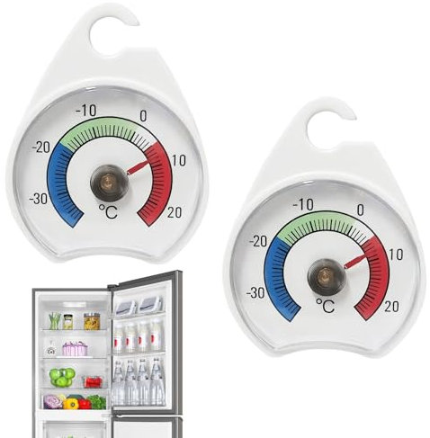 Qianeffort Fridge Thermometer, 2PCS, UK, Plastic, Analog, -30°C~20°C, Reusable, Indoor, Thermometer