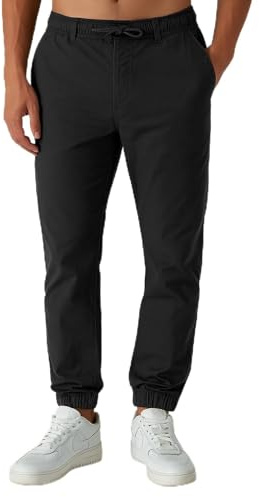 Smith & Solo Pantalon chino pour homme - Pantalon de loisirs - Pantalon chino en coton - Pantalon de travail pour homme avec cordon de serrage - Pantalon de jogging - Regul Chino long, Noir , XXL