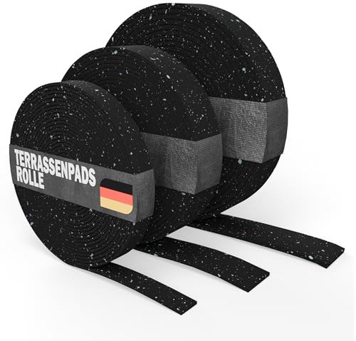 Rollo de almohadillas de terraza de 2 m x 80 mm x 10 mm, estera protectora de granulado de goma para terrazas y terrazas, estructura de WPC, antideslizante, fabricado en Alemania