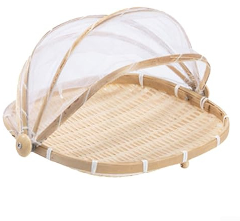 Cesta de frutas y verduras con red protectora, accesorio de cocina sostenible para una fácil preparación y servicio de comidas (M)