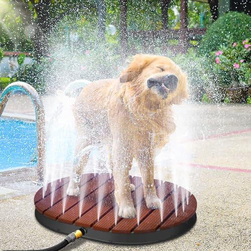 Fiqops Douche de jardin, plateau de douche réglable en hauteur de 4 m, en WPC, pour sol avec mitigeur eau froide/chaude, avec buses en cuivre et sac de transport, jusqu'à 300 kg, pour jardin/piscine