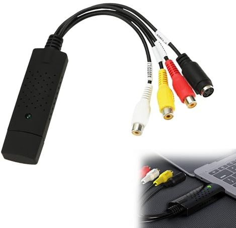 VHS to Digital Converter, RCA to USB Video Converter, USB 2.0 Video Capture Card, VHS Mini DV VCR Hi8 DVD to Digital Converter Support for Windows Mac Linux