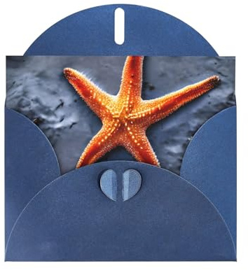 Carte de vœux étoile de mer avec enveloppe, carte d'anniversaire, carte de Noël, carte d'invitation, 3 couleurs