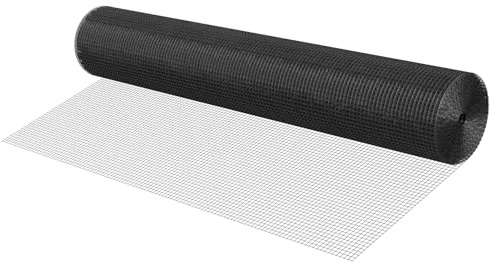 VEVOR Trädgårdsstaket 152 cm x 30,48 m, maskstorlek 1,27 x 1,27 cm, galvaniserad tråd 1,06 mm, slitstark PVC-belagd, för trädgårdsväxter för kaniner och fjäderfä, svart